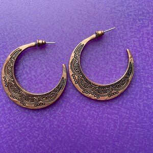 Bundle 3 Pairs for $12. Copper Colored Hoop Earrings with a Mandela Design